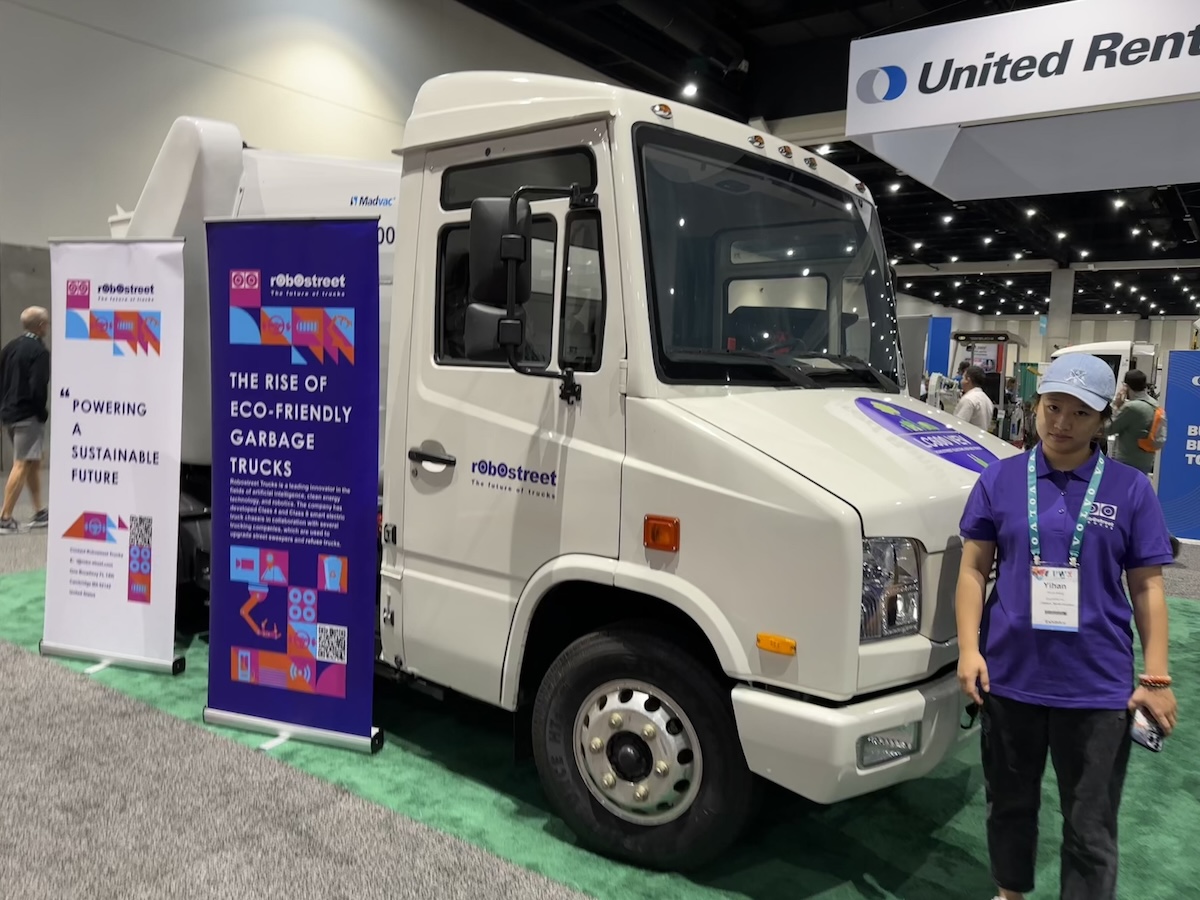 RoboStreet LC600 electric garbage truck at PWX 2023 in San Diego